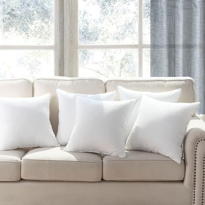 Phantoscope Throw Pillow Insert with 100% Cotton Cover, 22x22 Inch, 2 Pack | Soft Supportive Throw Pillows for Couch Bed, Hypoallergenic Breathable Pillows Inerts, Square Decorative Cushion Sham Stuffer