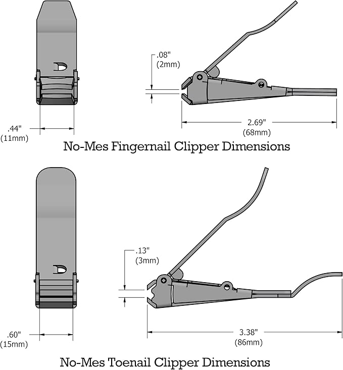 No-Mes Fingernail and Toenail Clipper Gift Set, Catches Clippings, Built-in Nail File, Made in USA