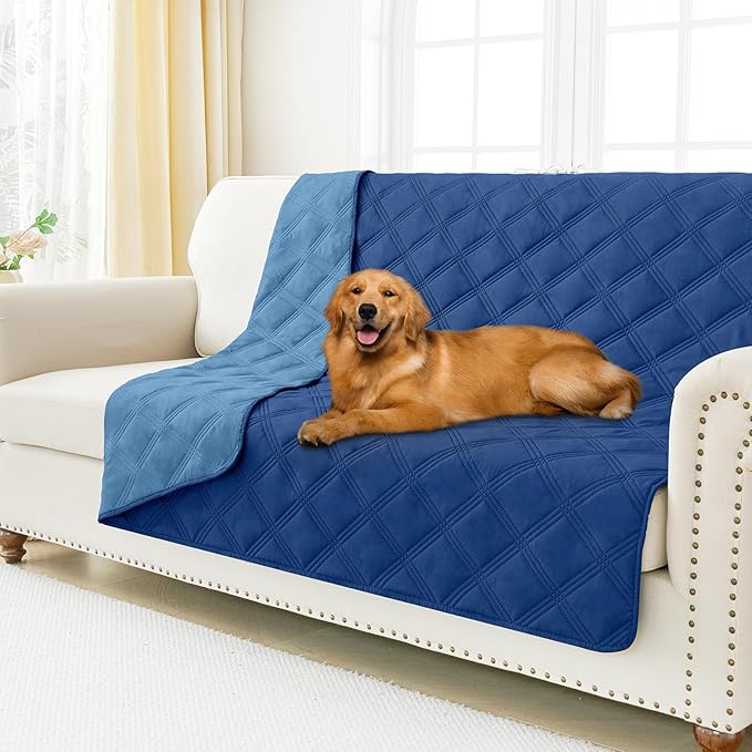 Smiry Waterproof Dog Bed Cover, Reversible Pet Blanket for Sofa Couch | Soft Washable Dog Blanket, Leakproof Couch Cover for Dogs Cats & Furniture Protection, 52x82, Navy/Blue