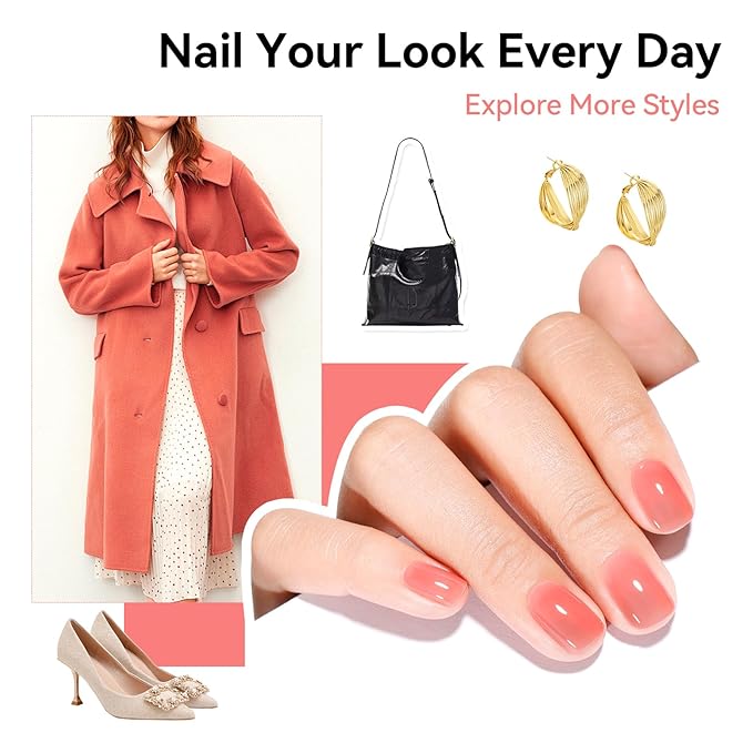 Jelly Nude Nail Polish Set 6 Colors Neutral Beige Nude Rose Pink Brown Sheer Pink Jelly Nail Polish, Quick Dry, Non-Toxic, Rich in Castor Oil, Professional Nail Art DIY Gift