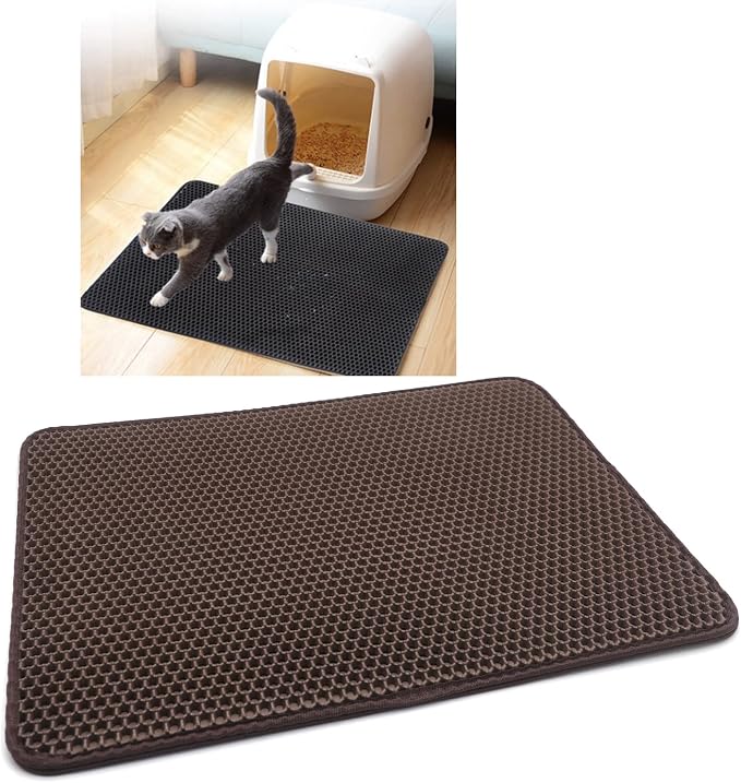 HongK- Pet Supplies Cats Litter & Housebreaking 65X55 Brown Cat litter Mat Double Layer Pad Trapper Folding Pad EVA Foam Rubber