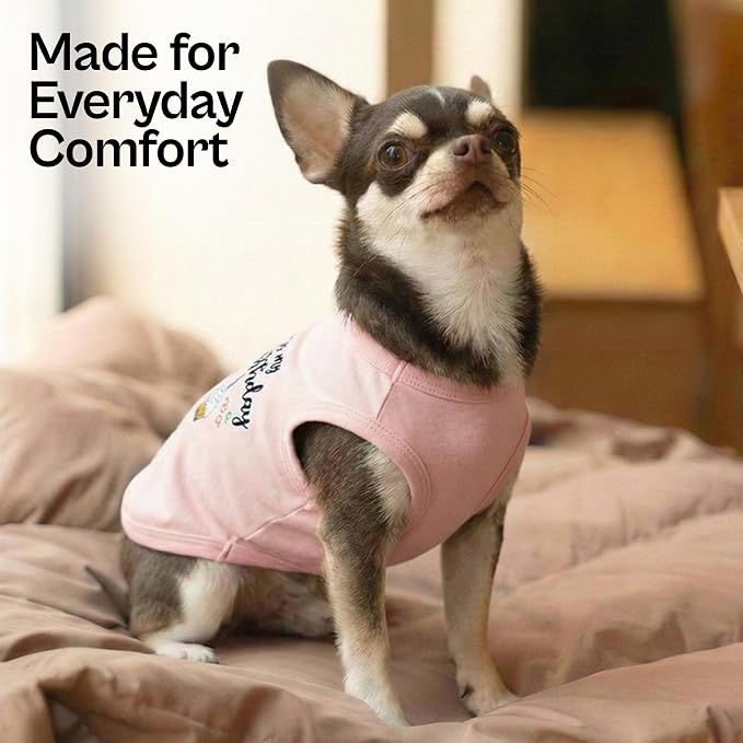 Parisian Pet Dog Shirt – 100% Cotton Shirts for Large Dogs – Pink Sleeveless Puppy Clothes – Lightweight and Breathable Dog Birthday Shirt – Girl Dogs Clothes - Stretchy Pet T Shirts