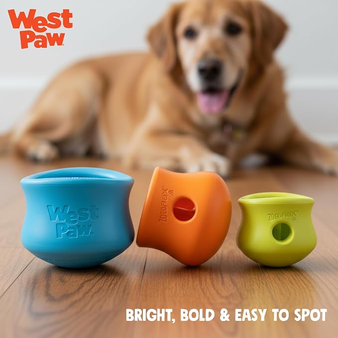 WEST PAW Zogoflex Toppl Interactive Treat Dispensing Puzzle Dog Toy for Mental Stimulation & Enrichment-Holds Kibble & Treats-Lickable, Freezable & Dishwasher Safe-Made in USA-Small-Cardinal Red
