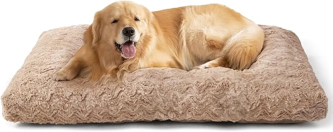 EHEYCIGA Washable XL Dog Beds Large Sized Dog, 41x27 Inch Pet Bed, Camel | Plush and Comfy Kennel Pad, Soft Dog Crate Mat, Deluxe Pet Sleeping Mat, Large Bed for Dog Up to 65 lbs