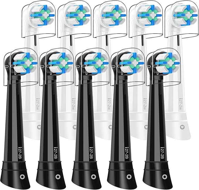 IO Replacement Heads Compatible with Oral B iO 2/3/4/5/6/7/8/9/10/Deep Clean Electric Toothbrush, Brush Heads Compatible with IO for Teeth Clean (10 Black/White)