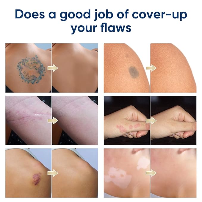 Tattoo Cover Up Makeup, 2 Colors Sweatproof & Waterproof Tattoo Cover Up Concealer, Suitable for Scars, Vitiligo, Spots, Invisible and Natural, Use Before Makeup