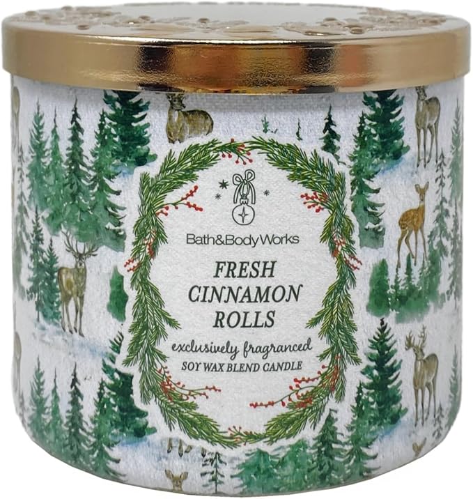 Bath & Body Works Fresh Cinnamon Rolls 3-Wick Scented Candle with a Cherry On Top Bar Soap