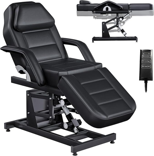 Fully Electric Lift Professional Massage Table with 3 Molds for Esthetician, Physical Therapy Table with Adjustable Backrest & Legrest Treatment, Physical Therapy, Spa, Professional Massage, Tattoo