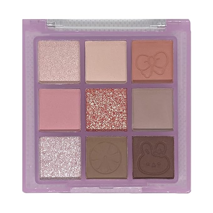9 Color Eyeshadow Palette Makeup, Matte Glitter Shimmer Korean Eye Shadow Palettes, Highly Pigmented Long Lasting Waterproof Blendable, Plum Purple Brown, Daily Eye Shadow Makeup