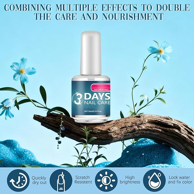 2pcs 3 Days Nail Care Strengthening and Hydration, for Dry, Weak & Fragile Nails, 16ml/0.56oz