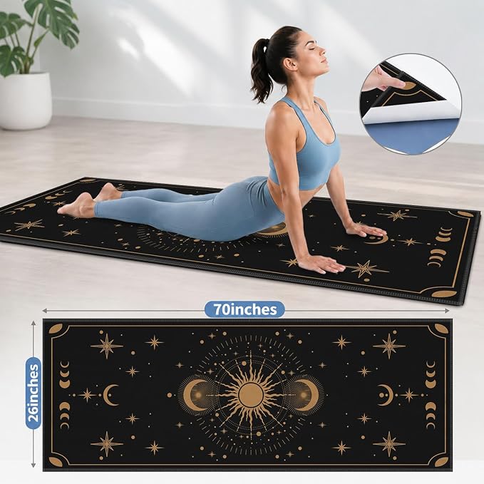 Yoga Mat Towel, Hot Yoga Non Slip with 4 Corner Pockets, 70 x 26 in | Soft Absorbent Microfiber With Four Corner Pockets, Fits Over Yoga Mats For Hot Yoga, Pilates, Gym, And Travel