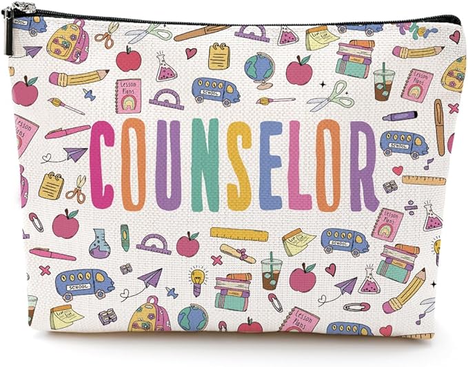 Inspirational Counselor Gifts Cosmetic Bag Counseling Office Must Haves Makeup Bag Appreciation Retirement Gifts for Women Friend Counselor Therapist Teacher Coworker Birthday Christmas Makeup Pouch