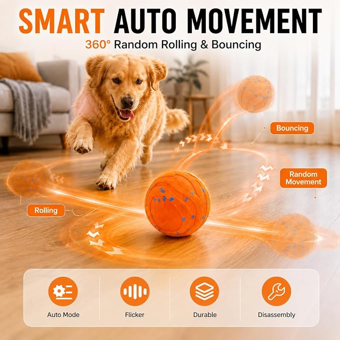 Interactive Dog Ball, Automatic Moving Toy for Small Dogs