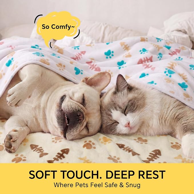 Luciphia 3 Pack Cute Cat Blankets Cozy Small Throw for Pet Puppy,23"x16" | 280GSM Fuzzy Kitten Pet Blankets Washable for Crate Bed Couch Car Indoor - Puppy Essentials Dog Gift