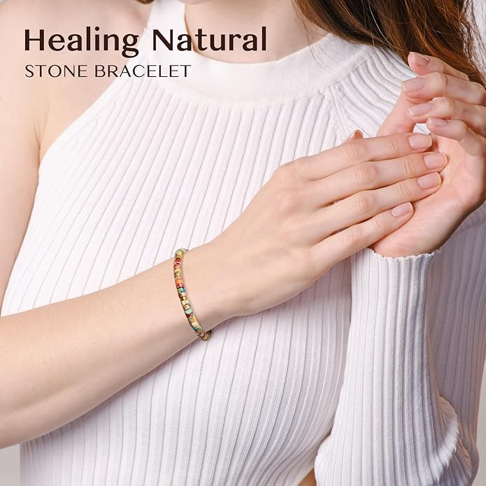 Inspirational Gifts Bracelets for Women: Valentines Mothers Day Birthday Gifts for Women Friends Sister Mom - Healing Natural Stone Beads Bracelets Thinking of you Get Well Soon Gift for Women