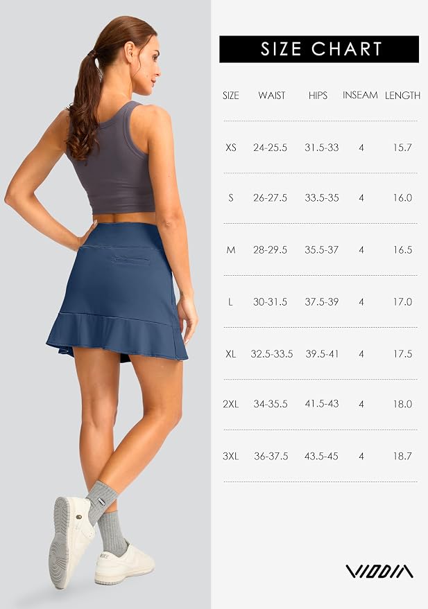16" Golf Skorts for Women with 5 Pockets | Athletic, Tennis Skirt, High Waisted, Pickleball, Travel, Casual, Lightweight, Ruffle Summer Skirt, with Shorts