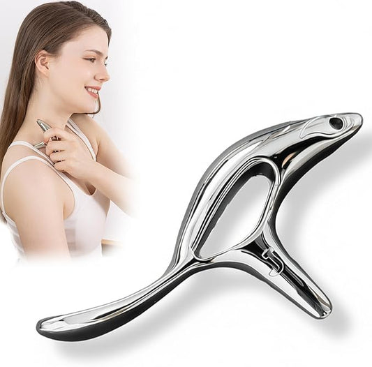 Metal Trigger Point Massage Tool for Deep Tissue Massage & Acupressure Body Gua Sha Tool, Muscle Scraper Massager, Thumb Saver Tool, Fascia Blaster for TMJ Relief