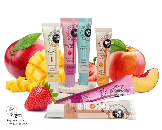 Rosee Lip Gloss Vegan & Cruelty Free Treatment, Professional Make up, Long Lasting Glossy with Shea Butter, Moisturize, Protect & Smooth, High Shine, Non-Sticky (m. Scarlet Peach, 0.5)