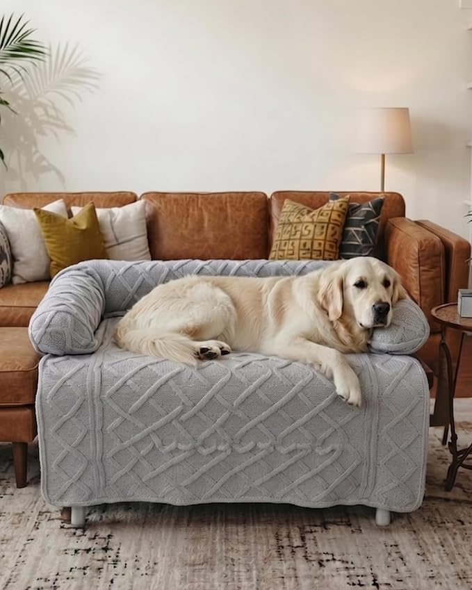 IUUI Dog Bed/Mat for Couch,Luxury Dog Couch Bed Sofa Furniture Protector | Non-Slip&Manchine Washable,Protects Sofa from Fur & Scratches,Ultrasoft Fluffy Texture,Cozy for All Size Dogs&Cats