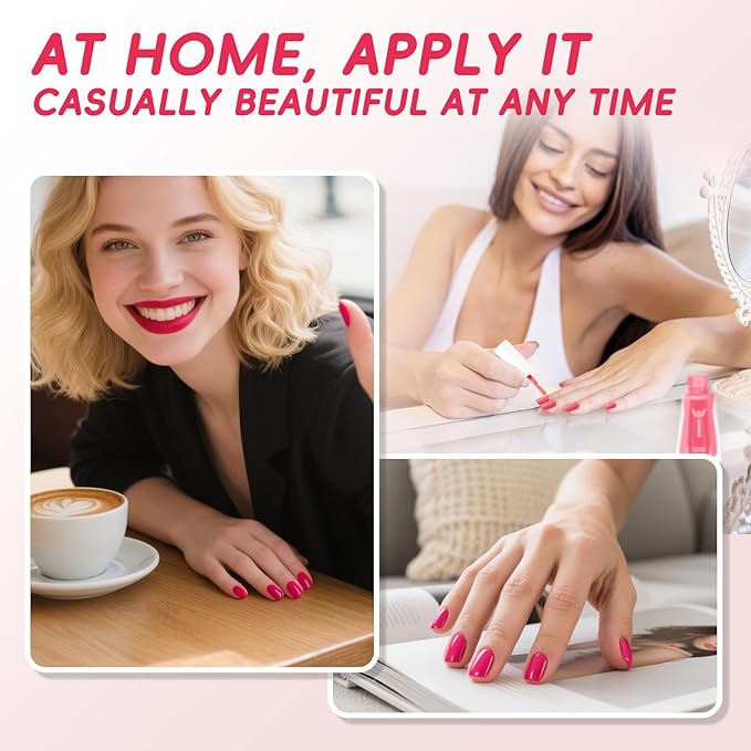 Pink Nail Polish, Hot Pink Quick Dry Nail Polish, Non-Gel, Streak Free, Long- Last Fingernail Polish for Nail Manicure Salon DIY Nail Art, 0.35 Fl Oz