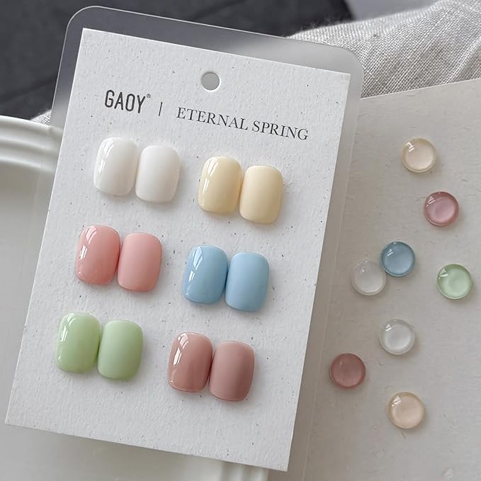 GAOY Pastel Spring Gel Nail Polish Set, 6 Colors Blue Green Pink, Soak Off UV Cure Gel for DIY Manicure at Home