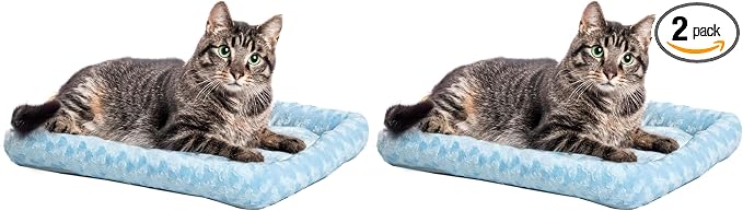 MidWest Homes for Pets QuietTime Fashion XXS Dog Bed – Blue Faux Fur Bolster, Ultra-Soft and Machine Washable, Fits 18-Inch Crates and Carriers, for Small Dogs and Cats (Pack of 2)