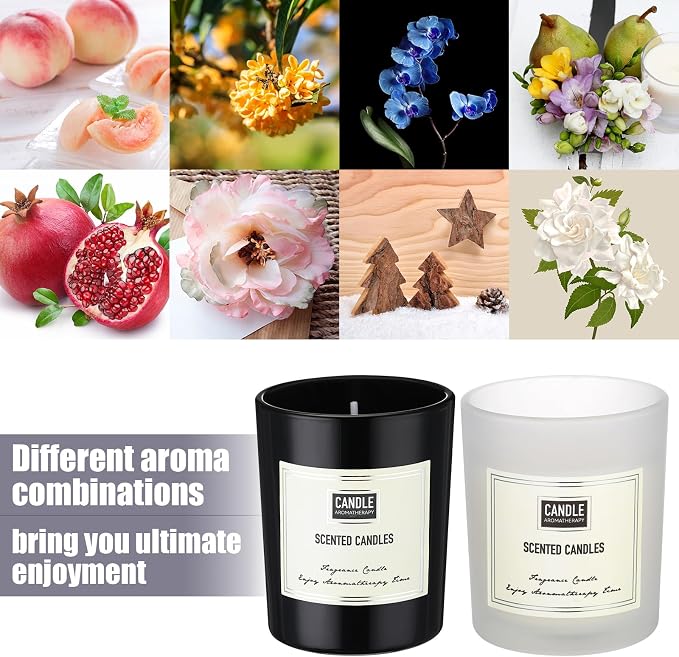 MTLEE 48 Pcs Scented Candles Bulk End of Year Teacher Thank You Gift Candles Wedding Aromatherapy Soy Wax Jar for Birthday CNA Week Appreciation Staff Coworker Guest Favor(Black, White)