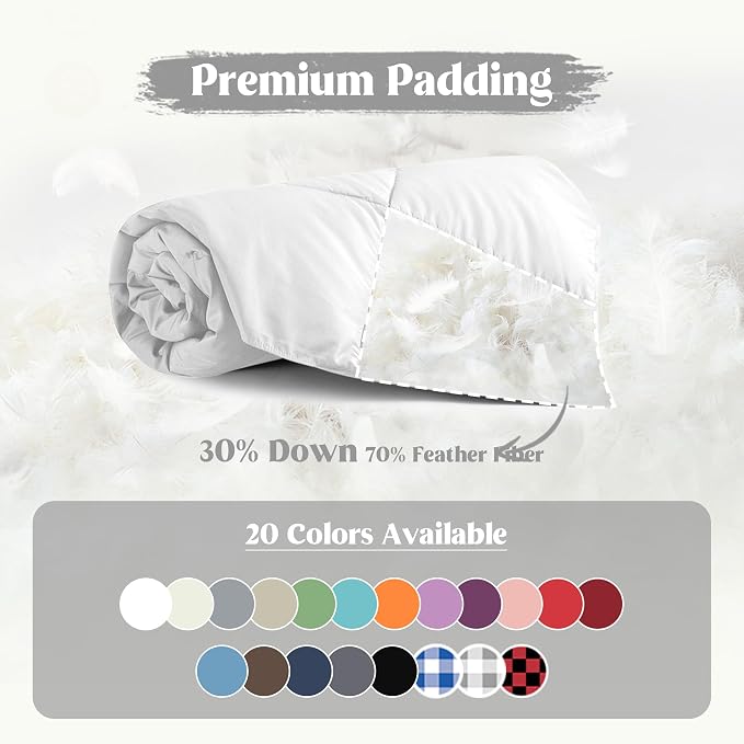puredown® Soft Feather Down Throw Blanket Lightweight Packable Couch Throw for Indoor and Outdoor Use, Throw 50"X70", Pure White