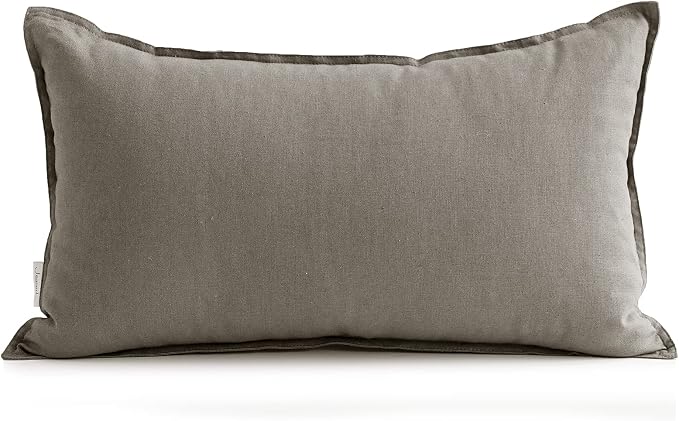 Jeanerlor Cotton Linen Decorative 12"x20" Lumbar Throw Pillow Case Cushion Cover with Twin Needles Stitch on Edge,for Wedding/Party/Gift/Car (30 x 50cm), Gray