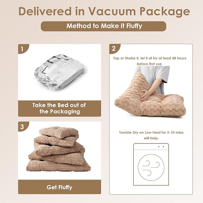 EHEYCIGA XXL Dog Bed 47x29 Inch, Extra Large Pet Beds for Dogs, Camel | Washable, Plush and Comfy Kennel Pad, Soft Dog Crate Mat, Deluxe Sleeping Mat for Dogs Up to 100 lbs