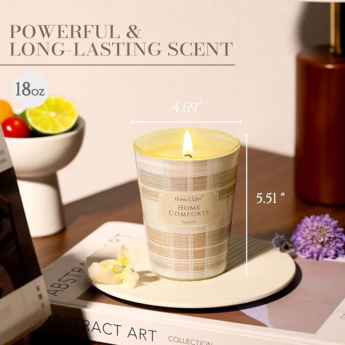 HomeLights Home Comforts Scented Candles | 6.7oz Soy Candles Rustic Modern Large Candle Jars | Ideal Candle Gifts for Events, Home Decor Stress, Relief & Relaxation