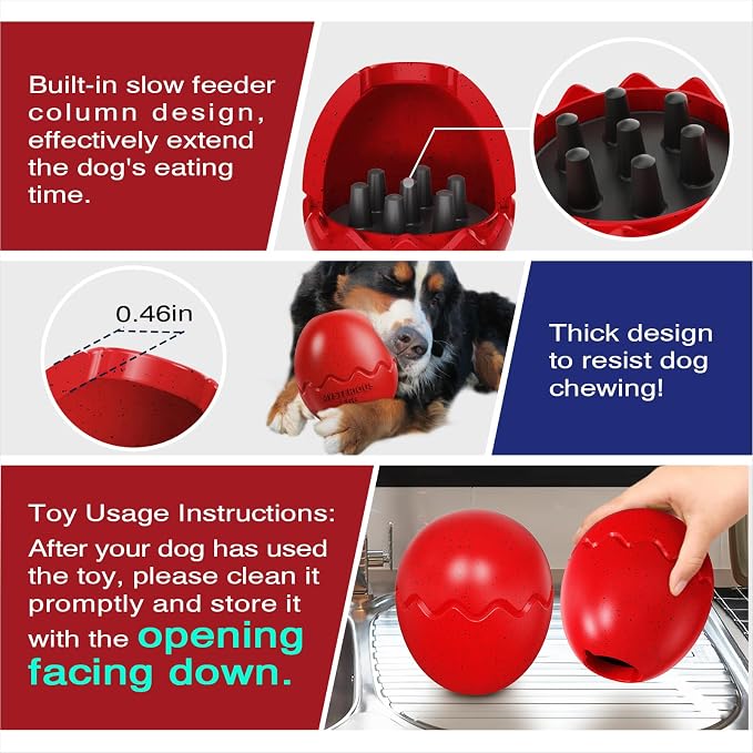 TLKNG Extra-Large Size Dog Fillable Toy - Filler Lick Ball for Large Aggressive Chewers Breed Dogs Durable Peanut Butter Balls & Kibble Treat Dispenser & Chew Toys