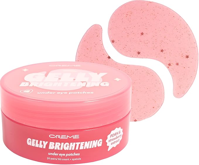 The Crme Shop Gelly Brightening under Eye Patches, Hydrogel Eye Masks with PDRN & Strawberry Extract, Hydrating and Depuffing, Korean Skin Care, 60 Count (30 Pairs)
