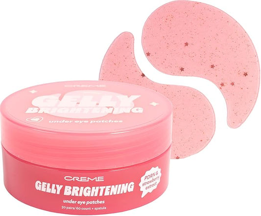 The Crme Shop Gelly Brightening under Eye Patches, Hydrogel Eye Masks with PDRN & Strawberry Extract, Hydrating and Depuffing, Korean Skin Care, 60 Count (30 Pairs)
