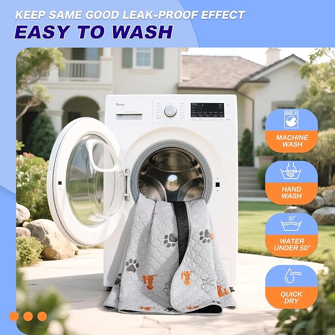 WanpeeGoo Washable Pee Pads for Dogs, Waterproof, 65 x 48 in, 1 Pack, Orng | Super Absorbent, Waterproof and Non-Slip; Washable, Reusable Dog Pads for Crates, Playpens, Floors, Furniture and Travel