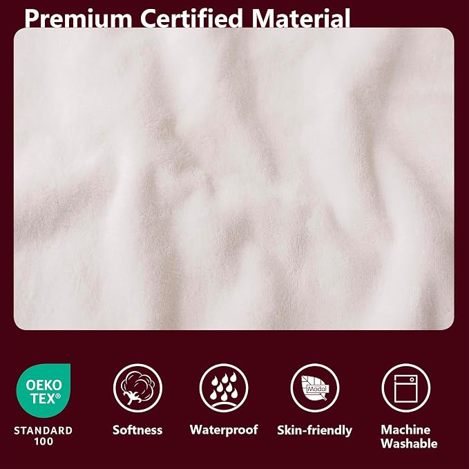 Waterproof Blanket - Reversible Dog Throw as Furniture Protector | Soft Velvet & Flannel, TPU Leak-Proof Liner, Machine Washable, Fits Couch and Bed, 68" x 82", Burgundy/Cream