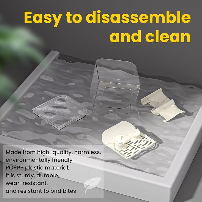No Mess Automatic Bird Feeder for Cage,Parakeet Seed Catcher,Food Container | Preventing Birdseed Husk Spillage,Gravity-Fed Feeding,High-Capacity,Versatile Feeder or Bath,Top-Loading for Refilling