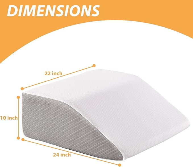 Bedluxe Leg Elevation Pillows, Leg Pillows for Sleeping, Cooling Gel Memory Foam Top, Wedge Pillow for Legs, Leg Wedges for Circulation, Swelling, After Surgery - Removable Cover (10 Inch, White/Grey)