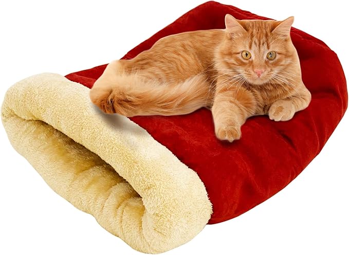 4 in 1 Self Warming Burrow Cat Bed Hideway Sleeping Cuddle Cave | Keep Warming, Machine Washable, Easy to Clean, Soft & Comfortable, Pet Beds fo Cats & Dogs, Cozy Privacy Nook