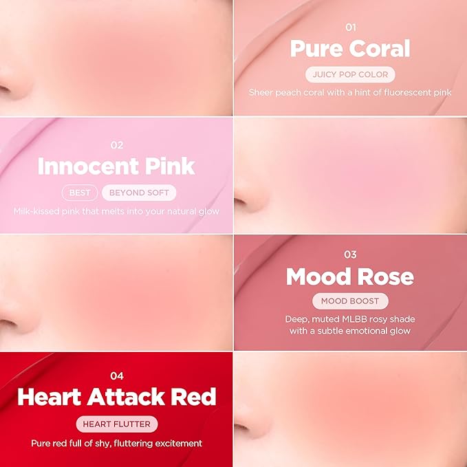 lilybyred Luv Beam Cheek Balm | Heart-Shaped Korean Cream Blush, Semi-Matte Finish, Long-Lasting, Blendable & Buildable, Soft Creamy Texture, Lightweight, Natural Flush, 0.12 oz. (08 Pinkie Crush)