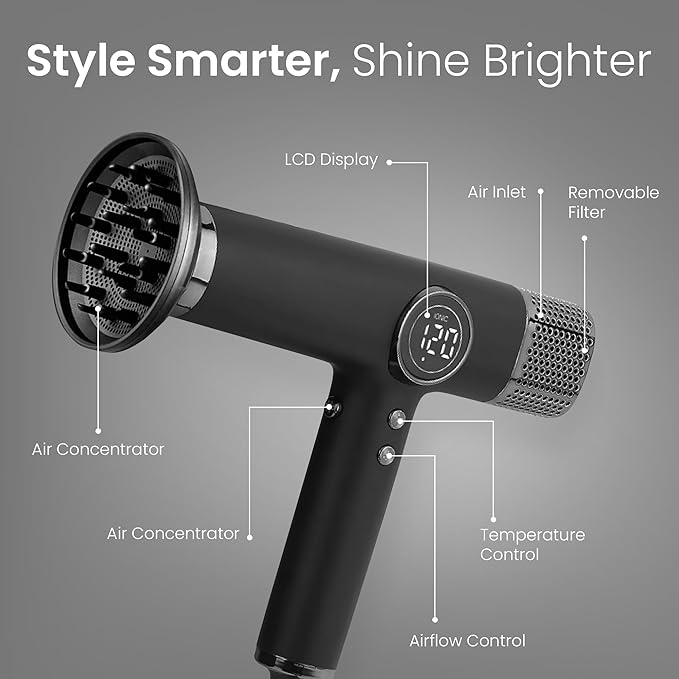 be beautiful extensions Hair Dryer for salon-1800W high Speed Powerful Blow Dryer with a110,000 RPM Lightweight Turbo Heat for Fast Drying-Black