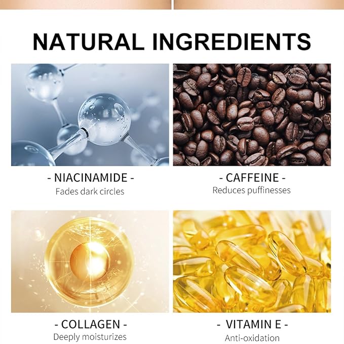 Caffeine Eye Cream with Collagen Peptide, Dark Circle Eye Cream for Puffiness and Bags Under Eyes Anti Aging Anti Wrinkle Day and Night Eyes Moisturizer Reduce Dry Lines & Fine Lines 1.7 FL OZ