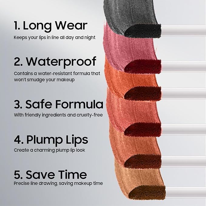 Peel Off Lip Liner Highly Pigmented - Lip Stain Long Lasting Waterproof for Women Girls, Lip Tint Stain Peel Non-Sticky & Smudge-Proof Easy to Use & Natural Finish (Cocoa)