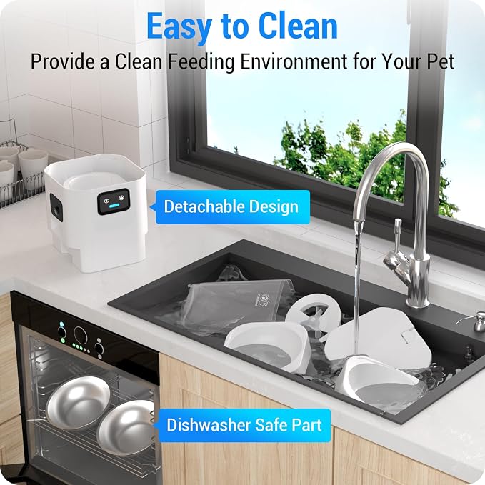 Frienhund 5G WiFi Automatic Cat Feeder with Two HD Camera: 7L Automatic Dog Feeder with Night Vision, Auto Cat Food Dispenser for Multiple Pet, Detachable for Easy Cleaning - 29 Cup