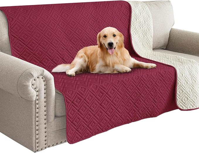 2026 Waterproof Bed Sofa Blanket (52"x82") Comfy Couch Sofa Mat for Dog Pets with Anti-Slip Back, Universal Incontinence Lightweight Liner Pad for Furniture Car Picnic etc Durable Washable, Wine Red