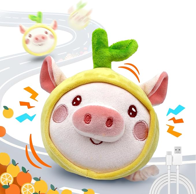 Bouncing Piggy Dog Toy, Self Moving Dog Toy with Jumping Ball, Squeaky Electronic Vibrating Dog Toy with Music Recording Modes for Small Medium Large Dogs Puppy to Keep Them Busy (Pig)