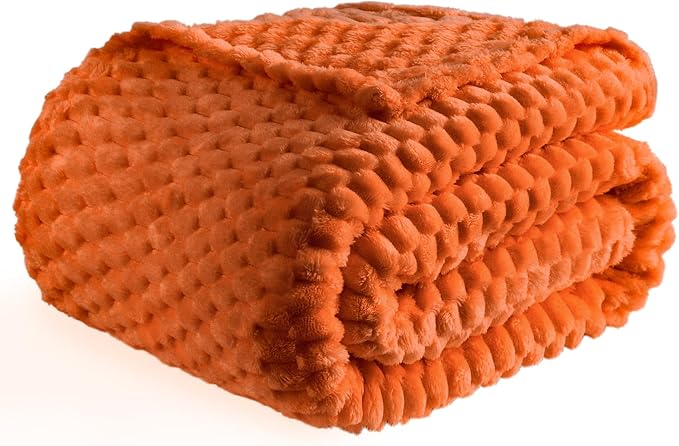 Bnuitland Orange Flannel Throw Blanket (50X70 inches), 300 GSM Fleece Cozy Warm Soft Home Decor Lightweight Bed Sofa Blanket for Adults, Suitable for All Seasons.