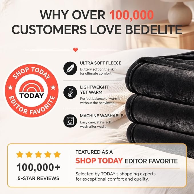 BEDELITE Fleece Blanket Soft Plush Throw for Couch Cream 50"x70" | Ultra Soft Fleece, Plush Microfiber, Lightweight Warmth, All Season Comfort, Fade Resistant, Machine Washable, Couch Sofa Bed