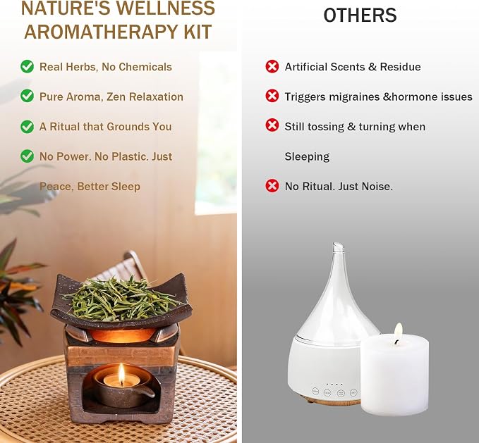 Handmade Ceramic Aromatherapy Diffuser,Herb Burner & Candle Wax Warmer with Tealight Holder, Home Fragrance Accessories for Relaxation & Meditation-B