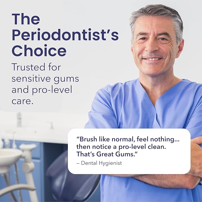 Great Gums Bioelectric Orthodontic Toothbrush for Braces Care - Non Vibrating Dental Care Kit - Rechargeable Extra Soft Toothbrush for Sensitive Gums - Periodontal Oral Hygiene - 3 Brush Heads & Case